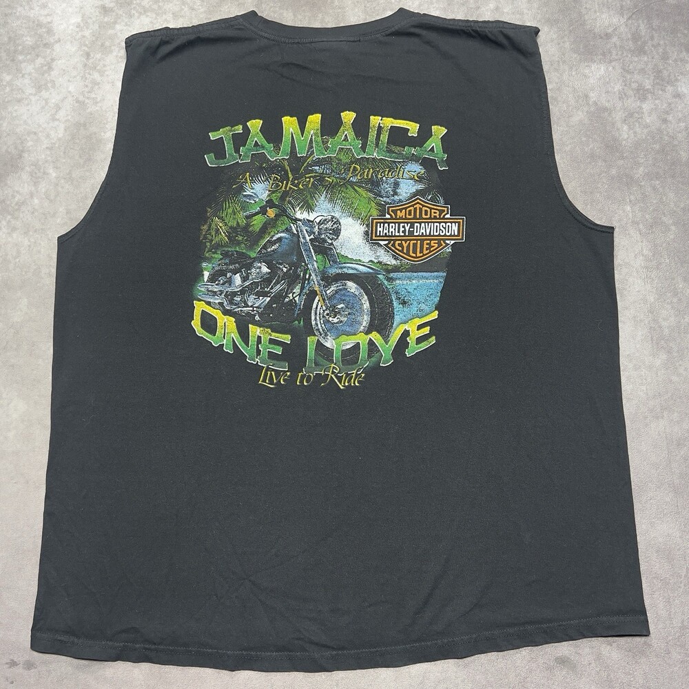 VTG Harley-Davidson Sleeveless Shirt Mens XL Black Jamaica One Love Biker